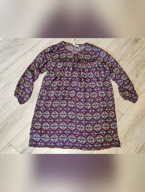 Mimi Chica Shirt Tunic Dress 3/4 Sleeves and a Tie Neck Women's XS